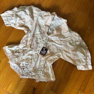 Miramar Vintage Hand Crocheted and Knitted Peplum Blouse with Lace Detailing